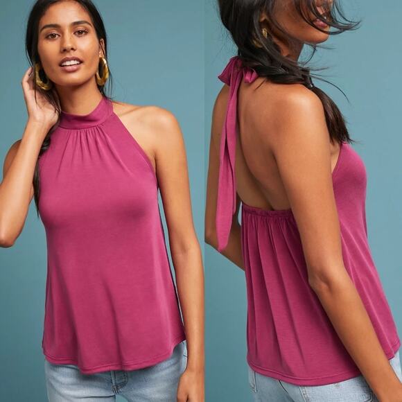 Anthro Eri + Ali Cabot Pink Halter Top - Picture 1 of 6